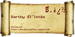 Barthy Életke névjegykártya